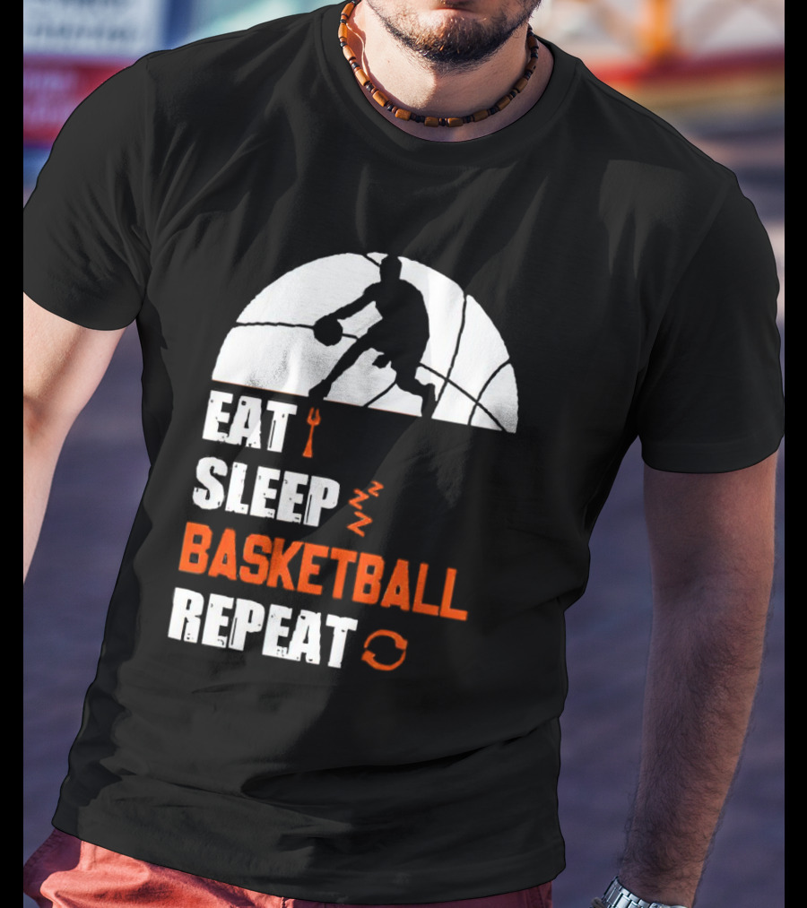 Eat Sleep Basketball Repeat Player Silhouette Ball T-Shirt