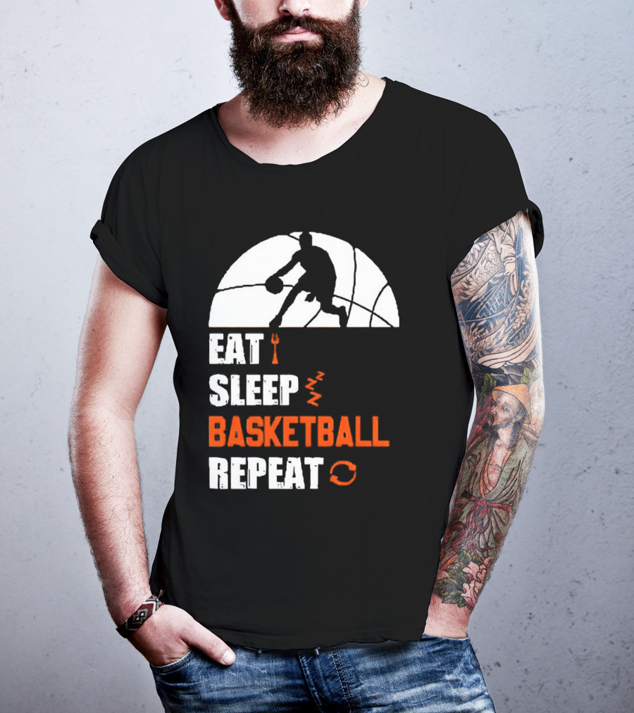 Eat Sleep Basketball Repeat Player Silhouette Ball T-Shirt
