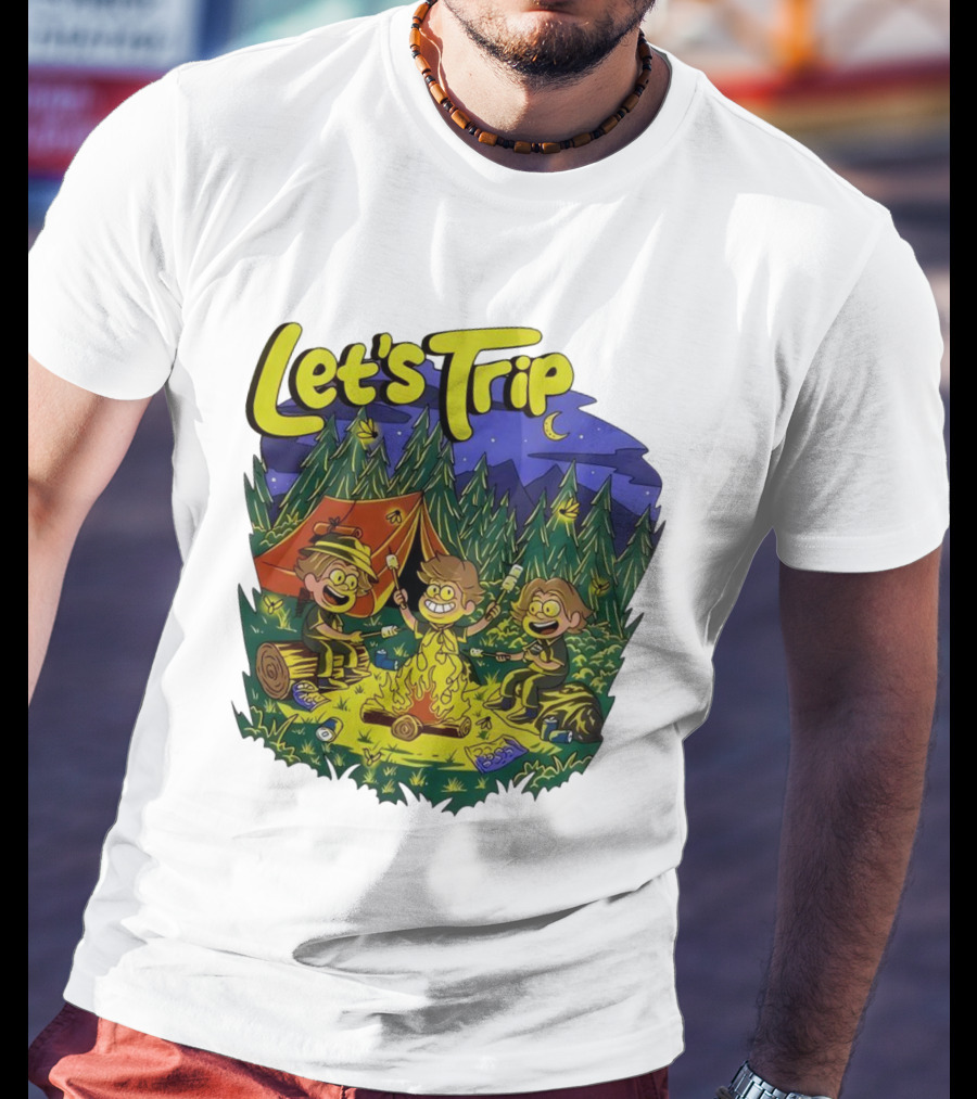 Let's Trip Around Campfire Cartoon Adventure T-Shirt