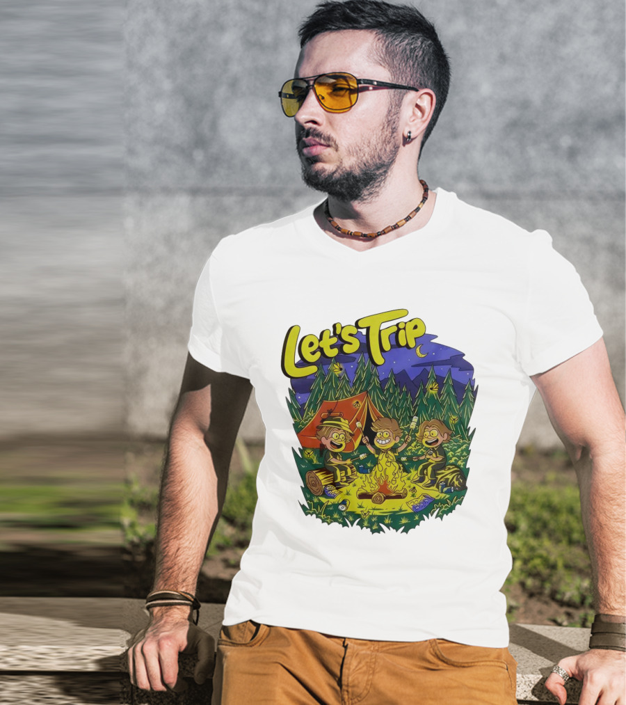 Let's Trip Around Campfire Cartoon Adventure T-Shirt