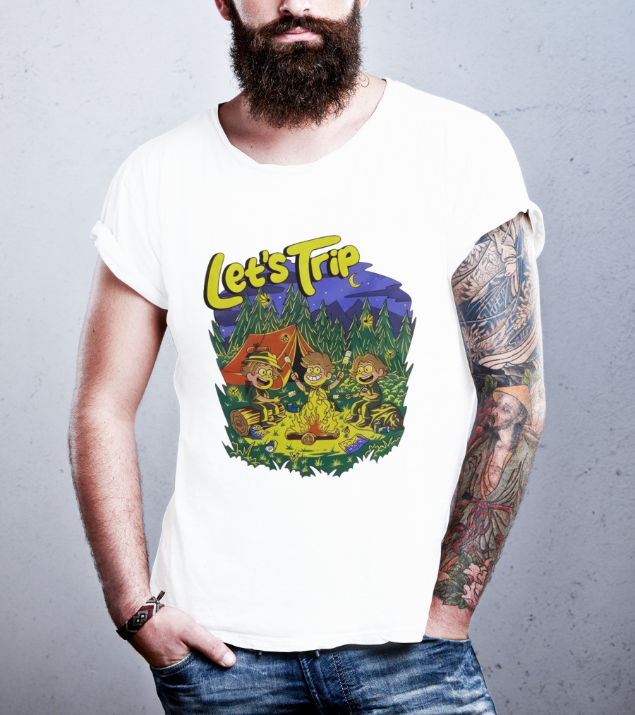 Let's Trip Around Campfire Cartoon Adventure T-Shirt