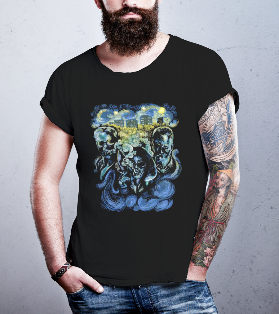 Fight Club Characters In Van Gogh’s Starry Night T-Shirt