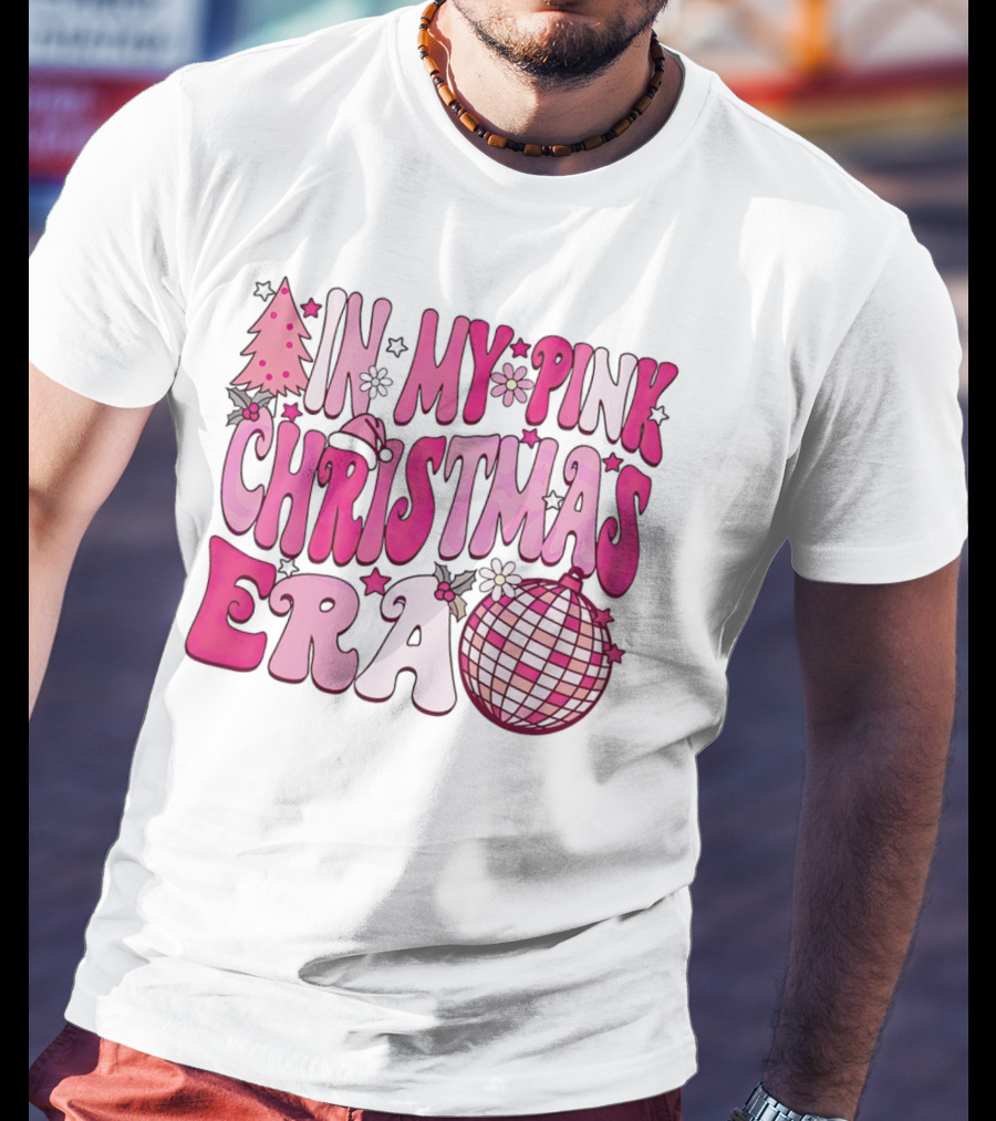In My Pink Christmas Era Disco Ball T-Shirt