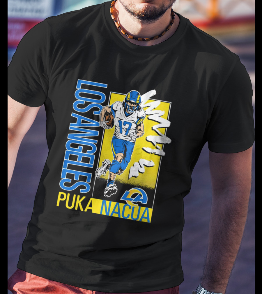 Los Angeles Puka Nacua Rams 17 Player Caricature T-Shirt