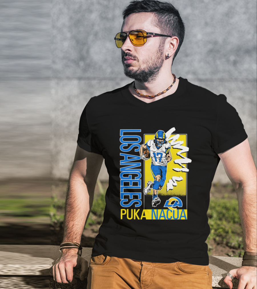 Los Angeles Puka Nacua Rams 17 Player Caricature T-Shirt