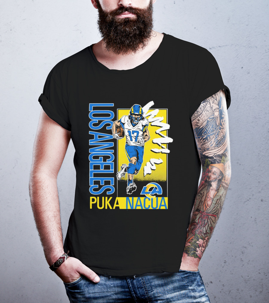 Los Angeles Puka Nacua Rams 17 Player Caricature T-Shirt