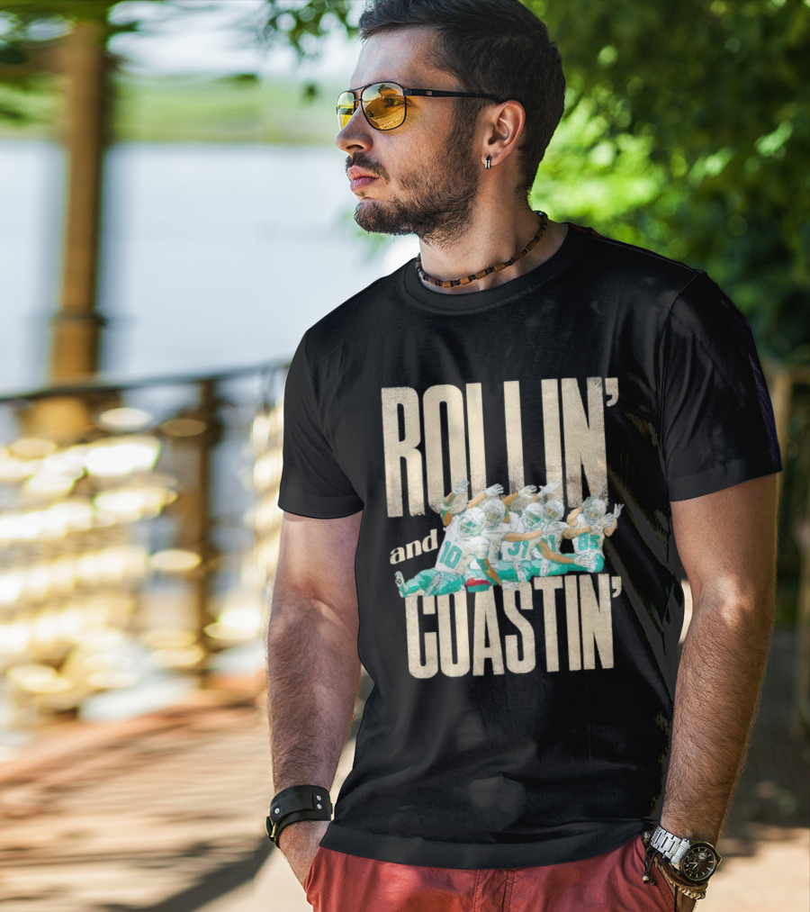 Rollin And Coastin Miami Dolphin Football Cartoon Team T-Shirt