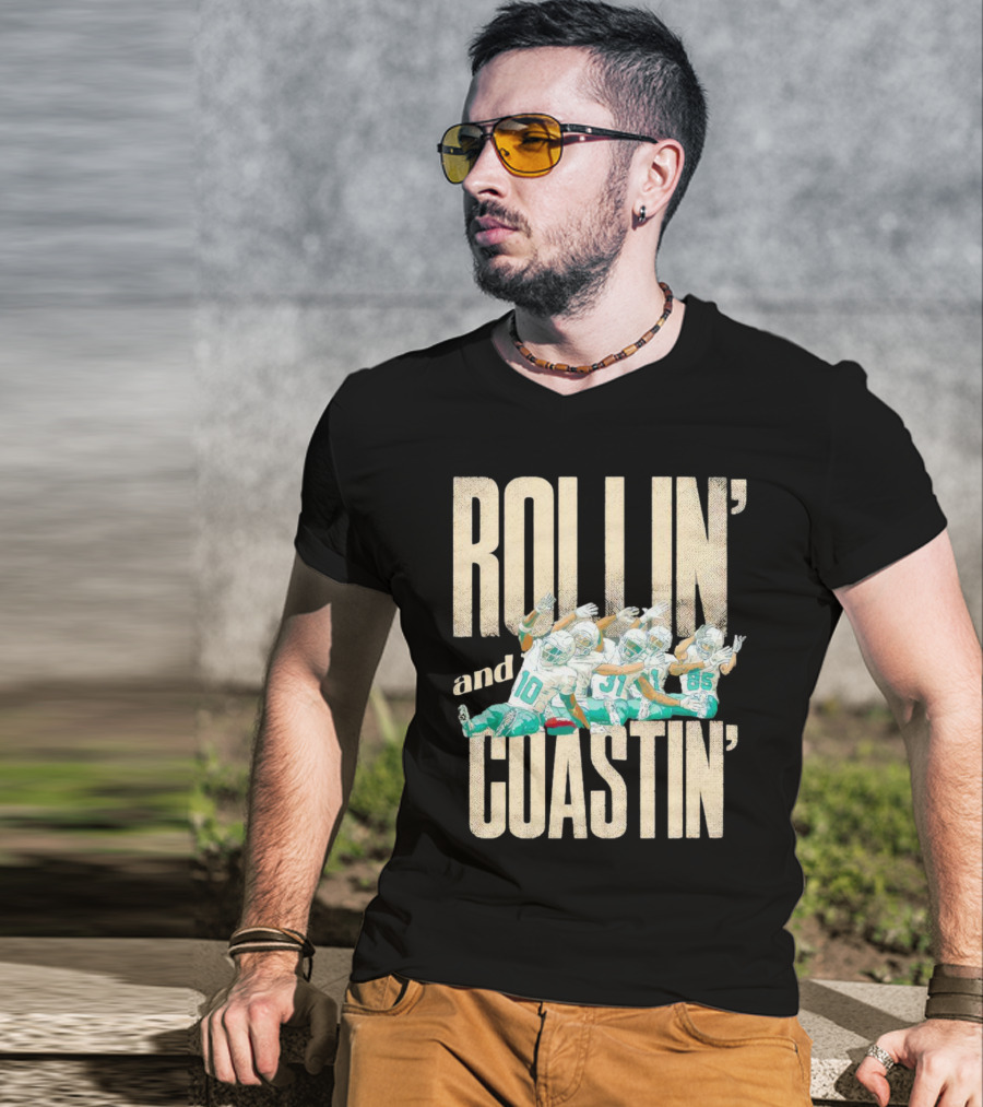 Rollin And Coastin Miami Dolphin Football Cartoon Team T-Shirt