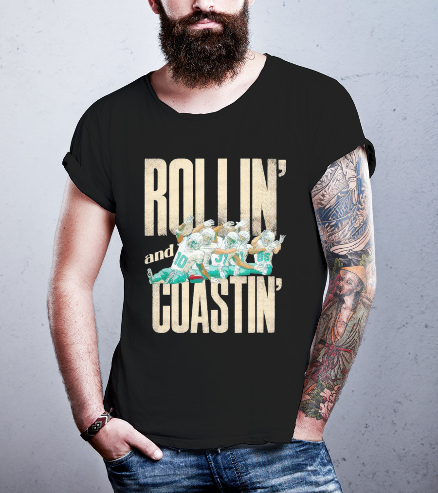 Rollin And Coastin Miami Dolphin Football Cartoon Team T-Shirt