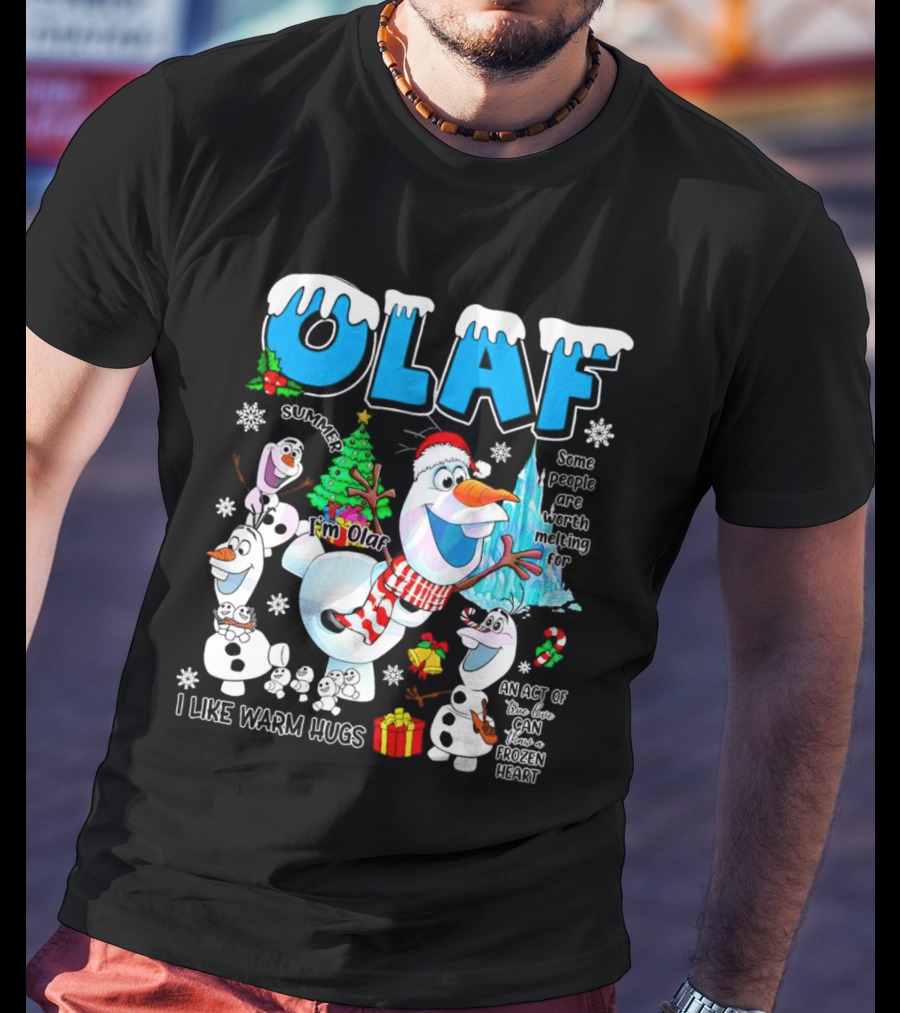OLAF Summer I'm Olaf I Like Warm Hugs Christmas Santa Hat Some People Are Worth Melting For T-Shirt