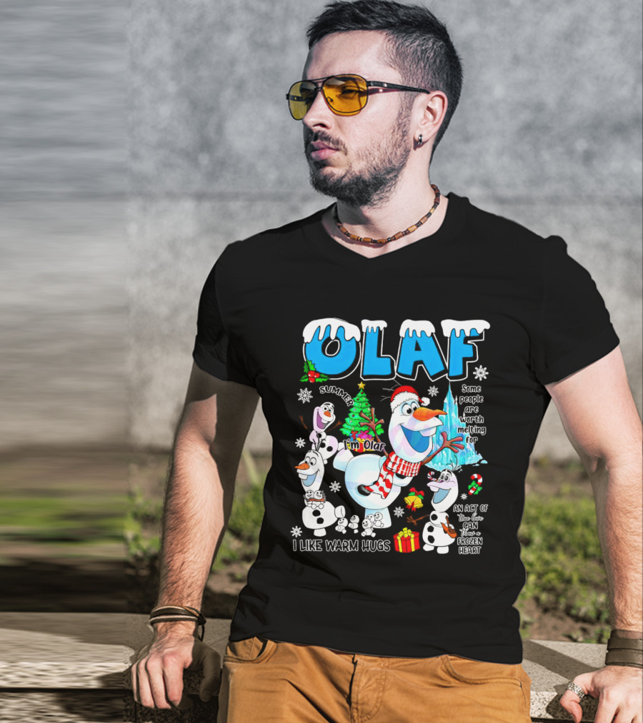 OLAF Summer I'm Olaf I Like Warm Hugs Christmas Santa Hat Some People Are Worth Melting For T-Shirt
