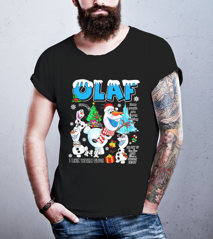 OLAF Summer I'm Olaf I Like Warm Hugs Christmas Santa Hat Some People Are Worth Melting For T-Shirt