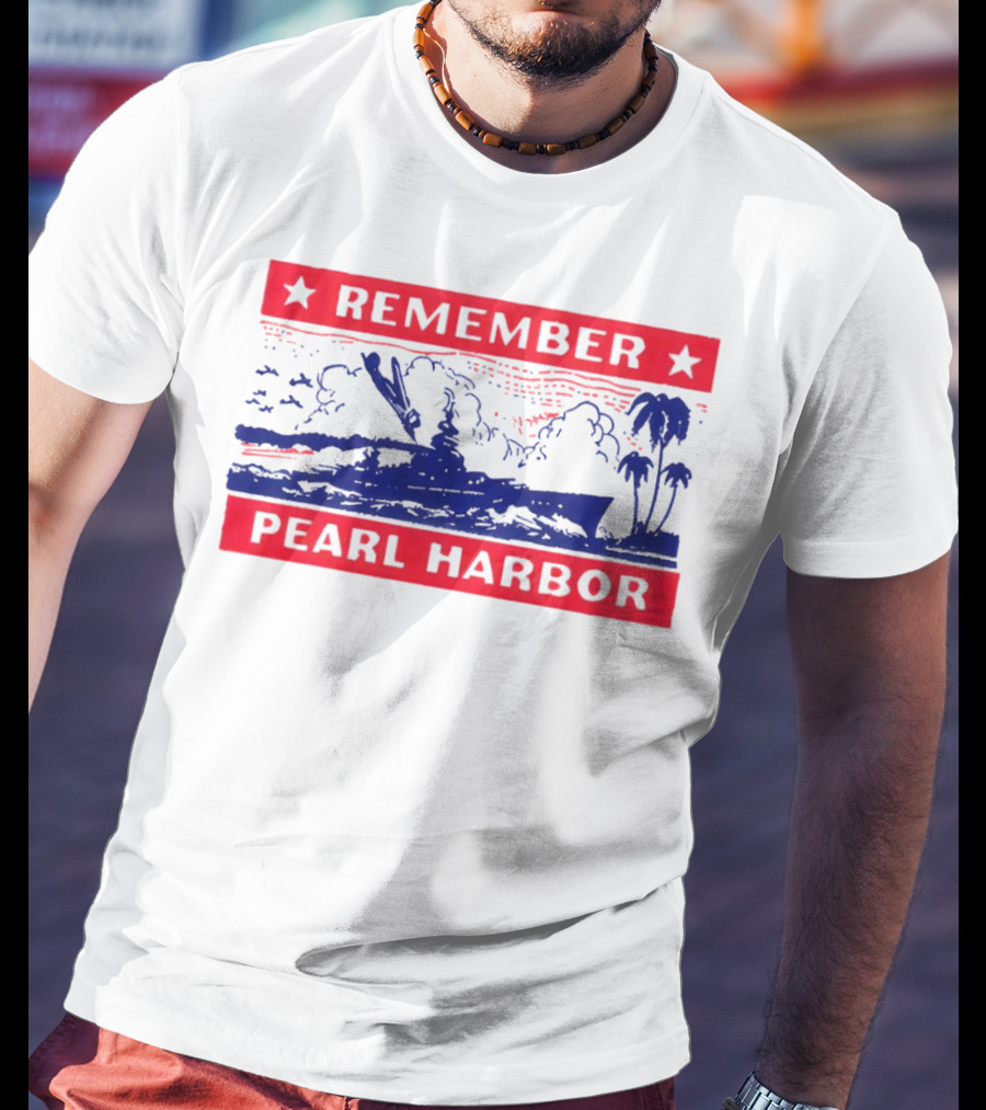 Remember Pearl Harbor 1941 Navy Ship And Palm Trees T-Shirt