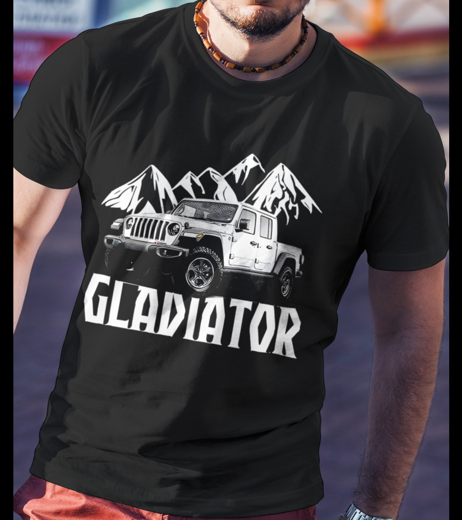 Gladiator Jeep With Mountain Background T-Shirt