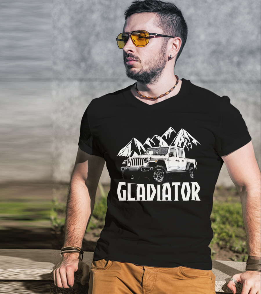 Gladiator Jeep With Mountain Background T-Shirt