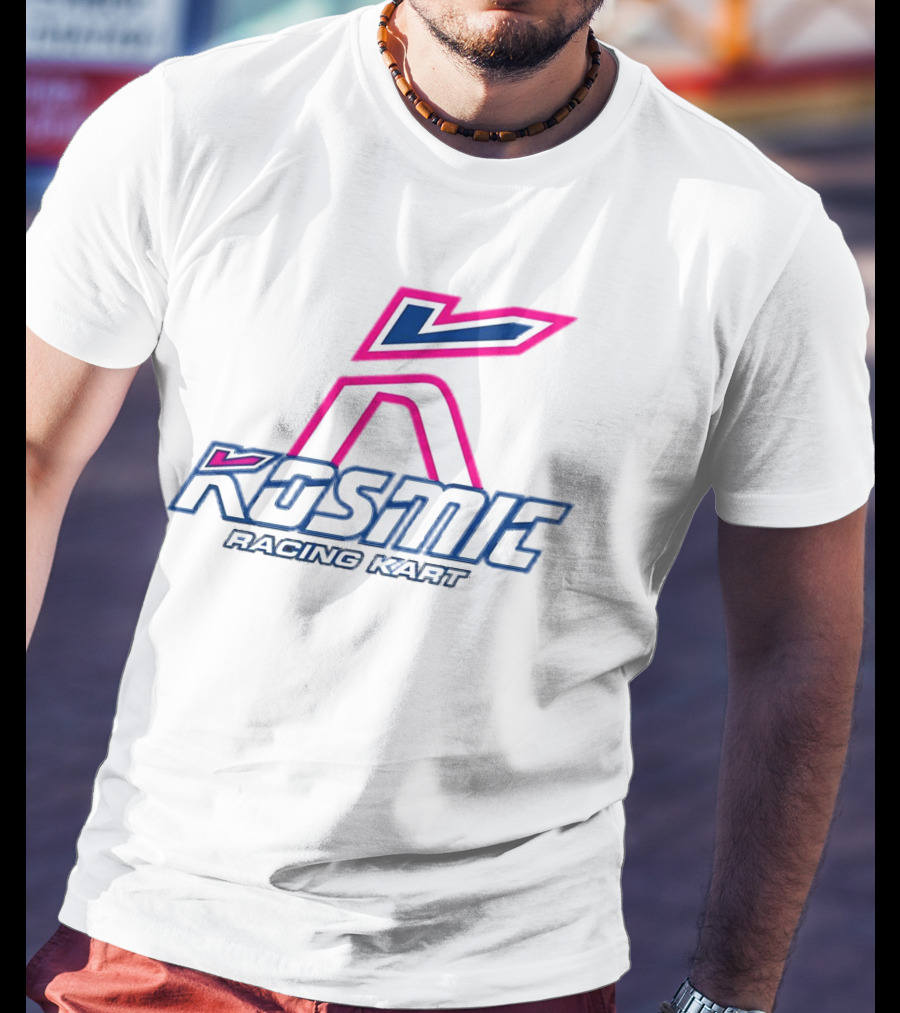 Kosmic Racing Kart K Logo Blue And Pink T-Shirt