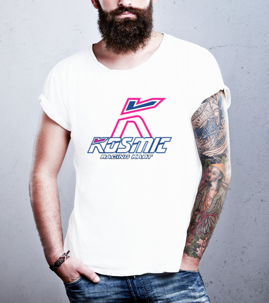 Kosmic Racing Kart K Logo Blue And Pink T-Shirt