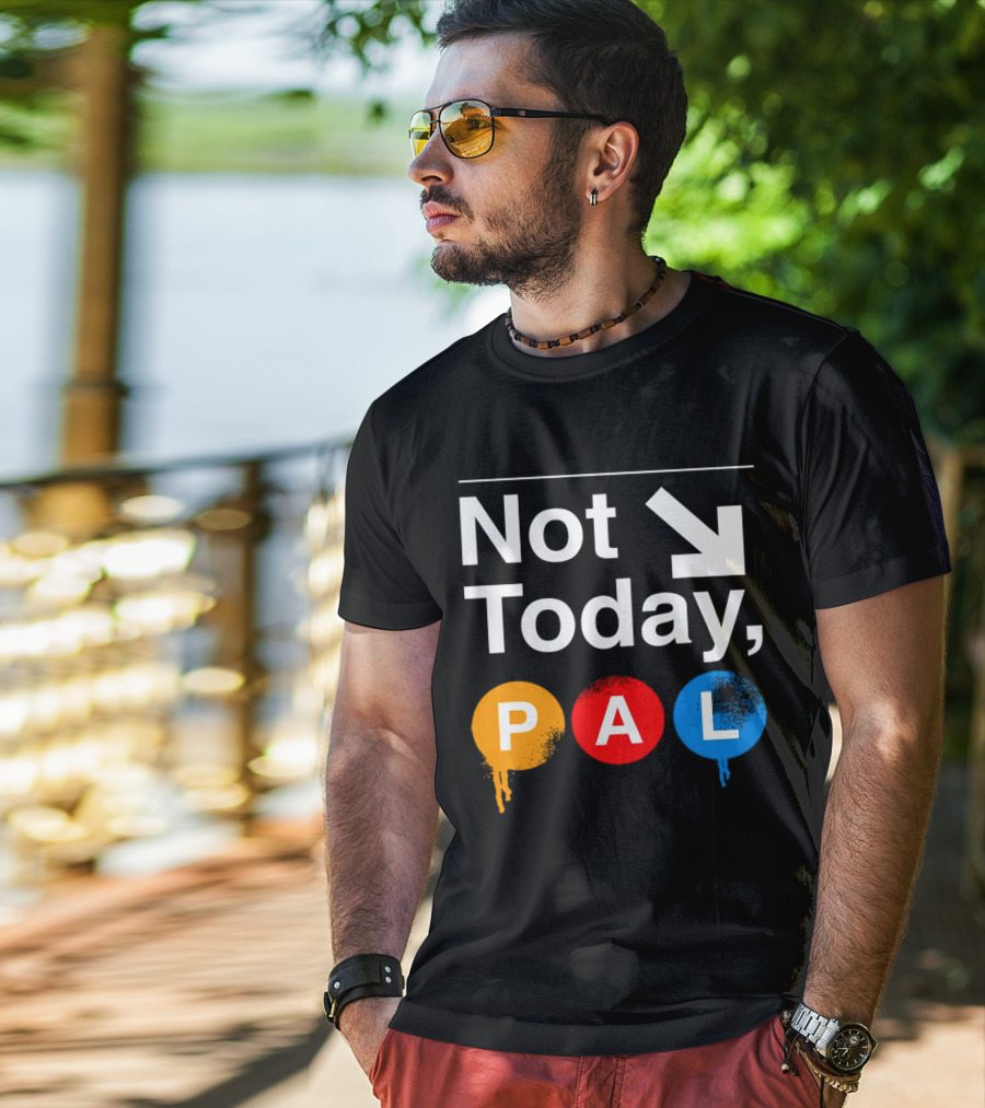 Not Today PAL Text With Colorful Circle Icons And Arrow T-Shirt