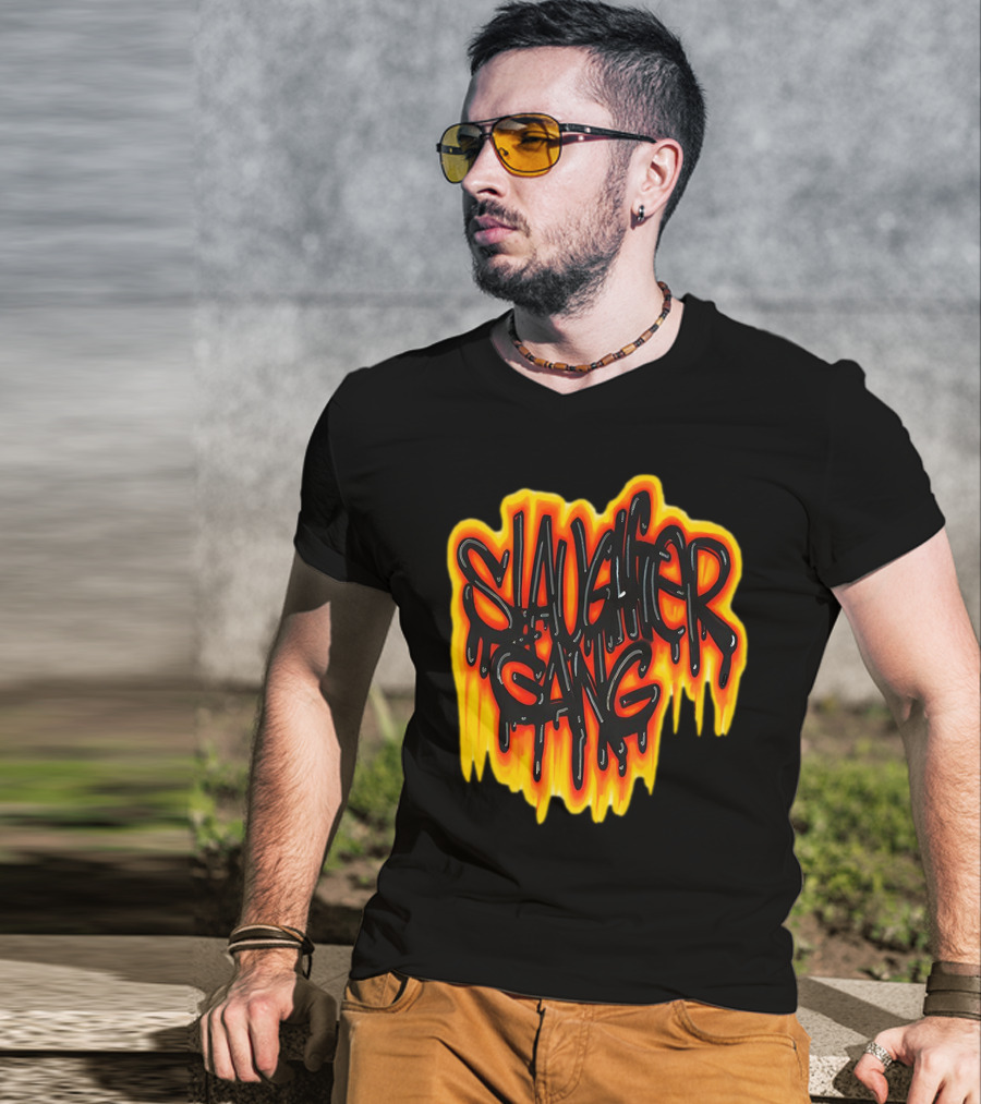 Slaughter Gang Drip Graffiti Flames T-Shirt