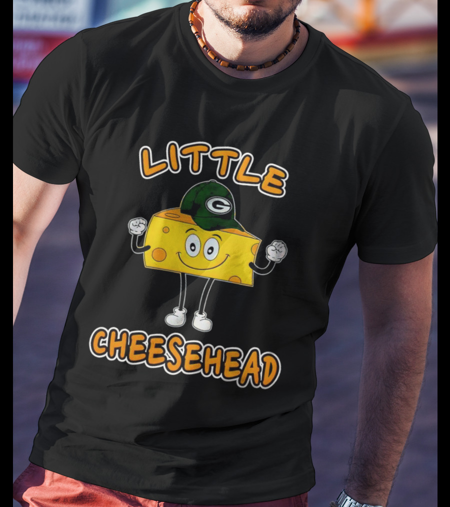 Green Bay Packers Little Cheesehead Illustration With Football Helmet T-Shirt