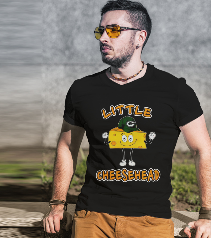 Green Bay Packers Little Cheesehead Illustration With Football Helmet T-Shirt