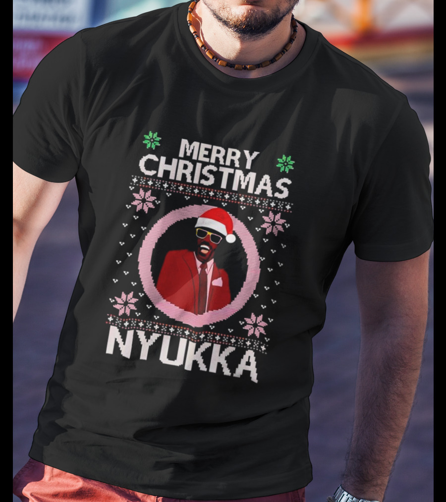 Merry Christmas Nyukka Santa Hat Snowflakes T-Shirt