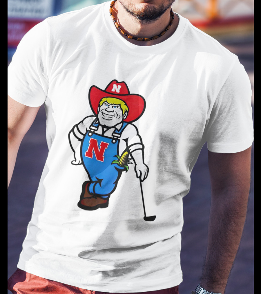 Nebraska Huskers Herbie Husker Iconic Corn Golf Character T-Shirt