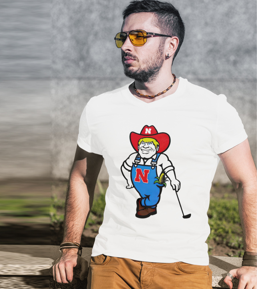Nebraska Huskers Herbie Husker Iconic Corn Golf Character T-Shirt