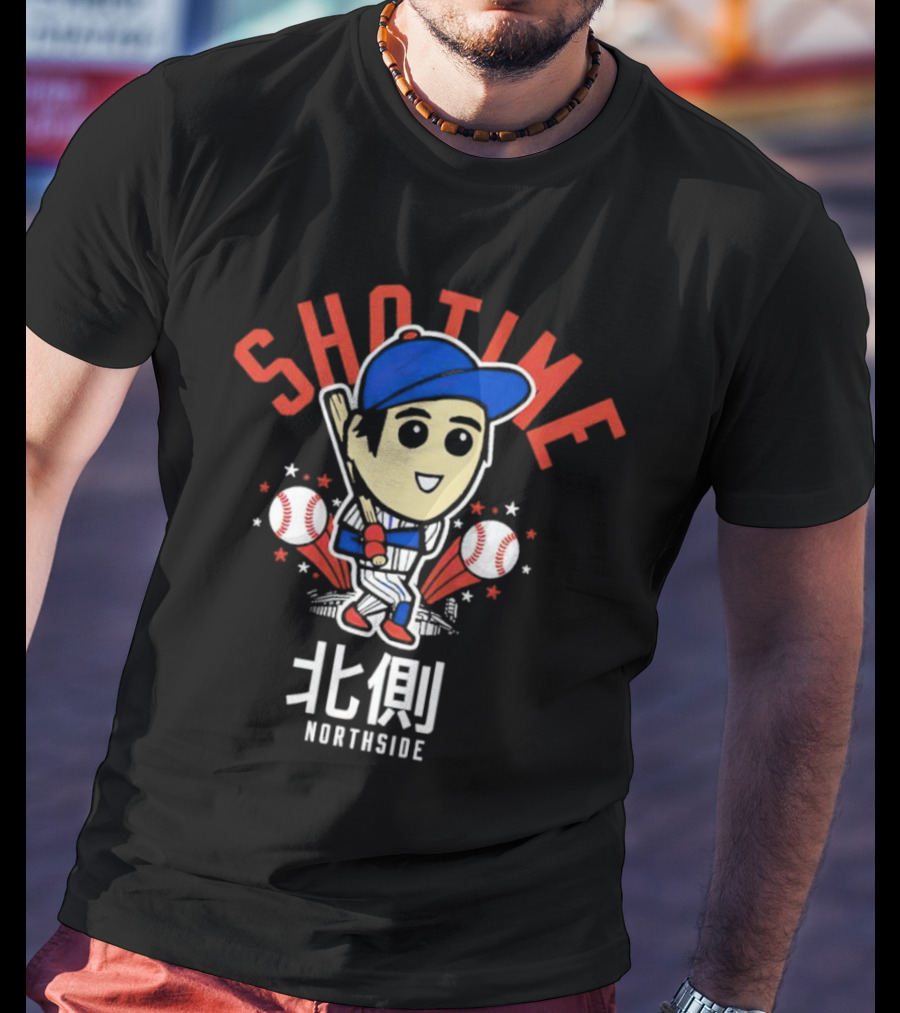 Shotime Northside Baseball Cartoon 北側 Player With Bat And Baseballs T-Shirt