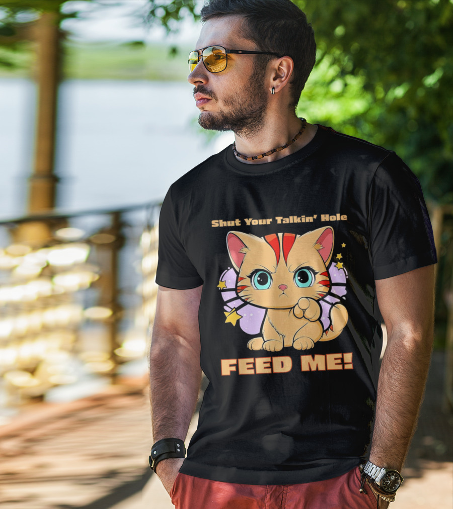 Shut Your Talkin' Hole Feed Me Starry Cute Cat T-Shirt