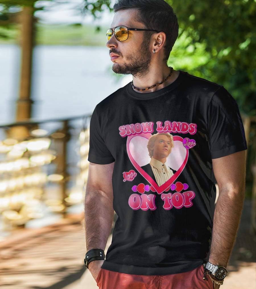 Snow Lands Love On Top Heart Framed Portrait Romance T-Shirt