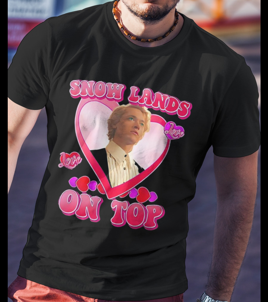 Snow Lands Love On Top Heart Framed Portrait Romance T-Shirt