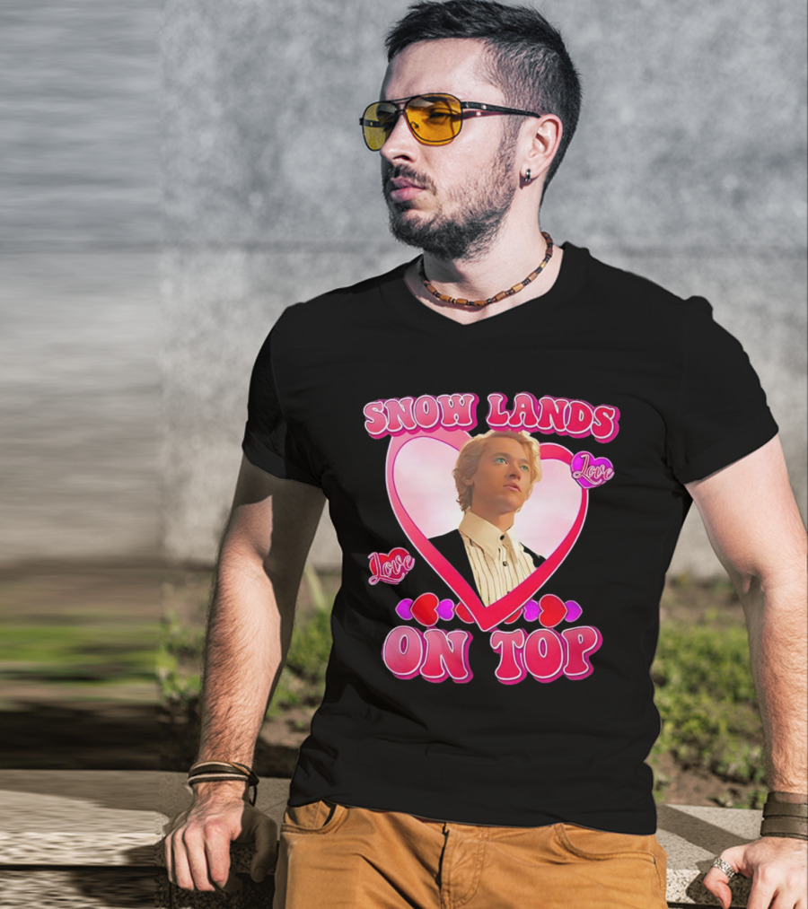 Snow Lands Love On Top Heart Framed Portrait Romance T-Shirt