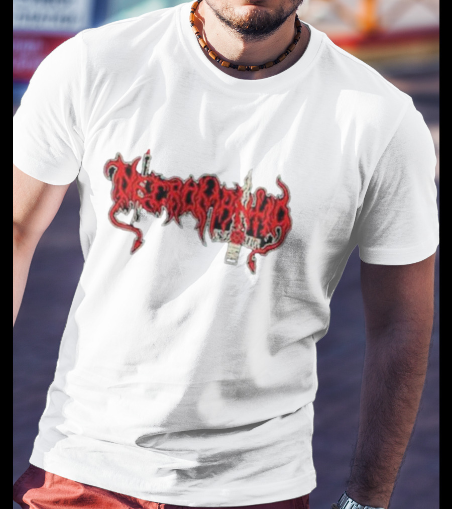 Necromantia Logo Red Text With Sword And Candle T-Shirt