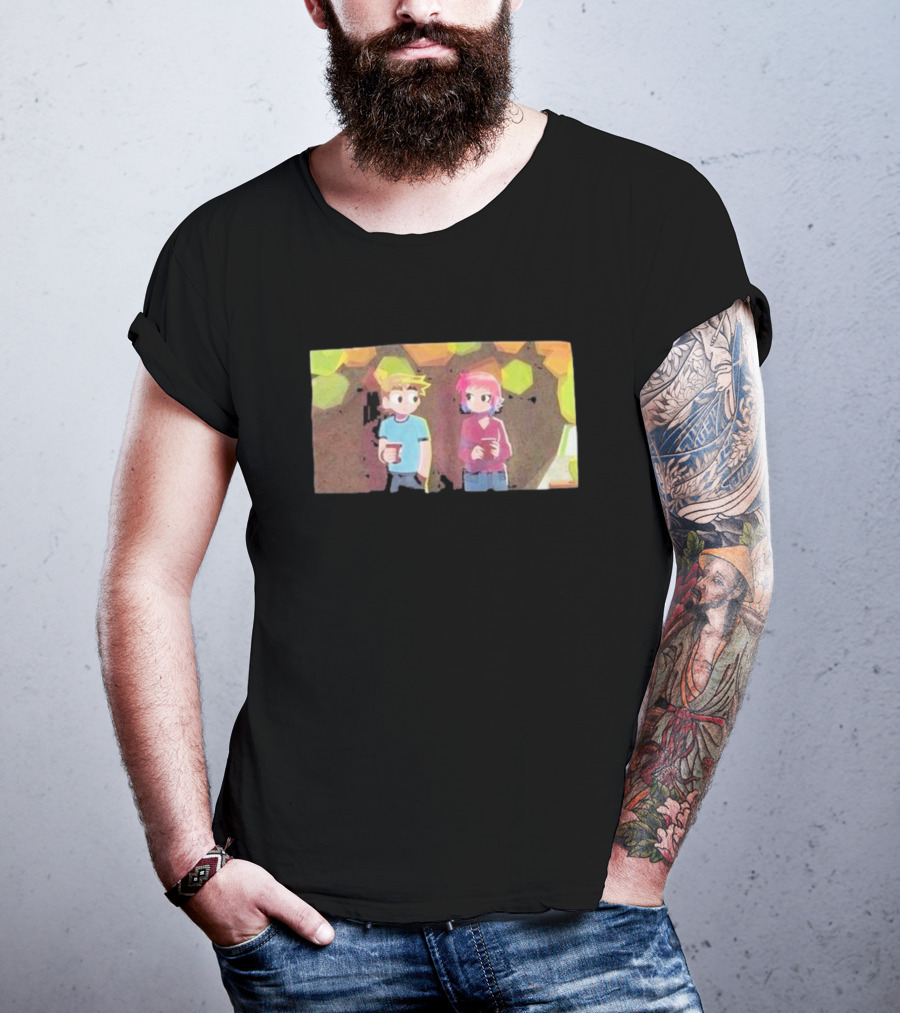 Scott Pilgrim Takes Off Hexagon Tree Scene T-Shirt