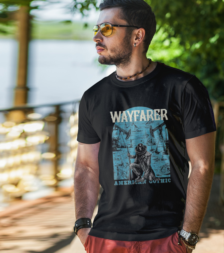 WAYFARER Oil Rig Cowboy American Gothic T-Shirt