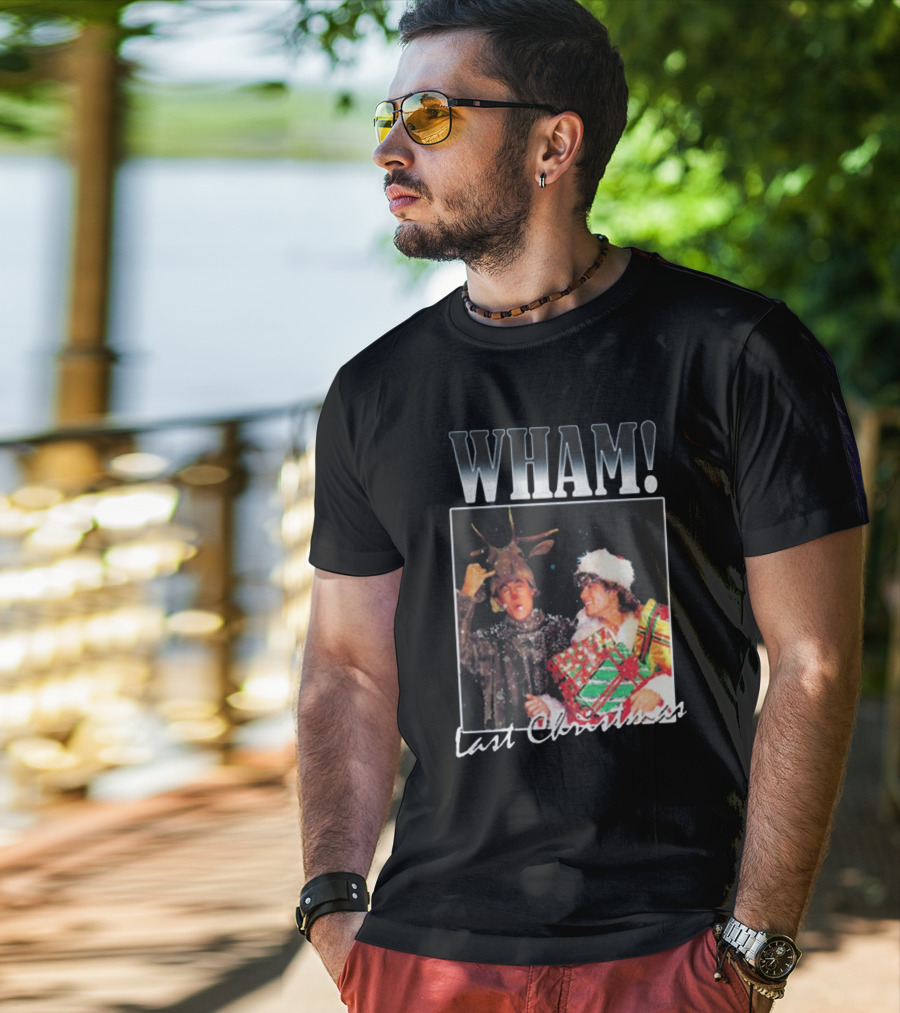 WHAM Last Christmas Reindeer And Santa Costume Scene T-Shirt