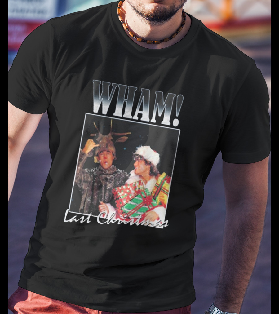 WHAM Last Christmas Reindeer And Santa Costume Scene T-Shirt