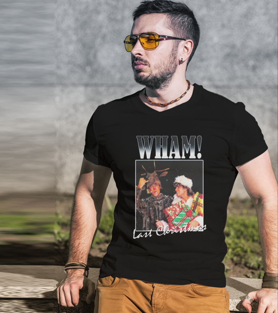 WHAM Last Christmas Reindeer And Santa Costume Scene T-Shirt