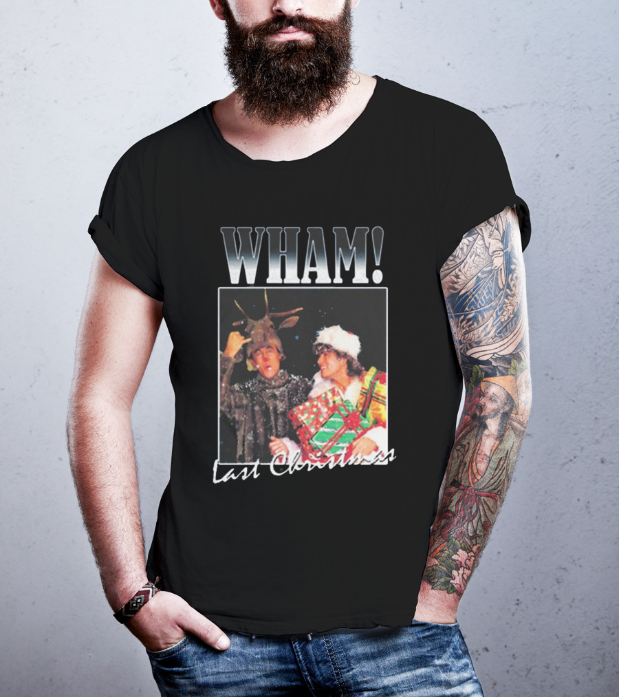 WHAM Last Christmas Reindeer And Santa Costume Scene T-Shirt
