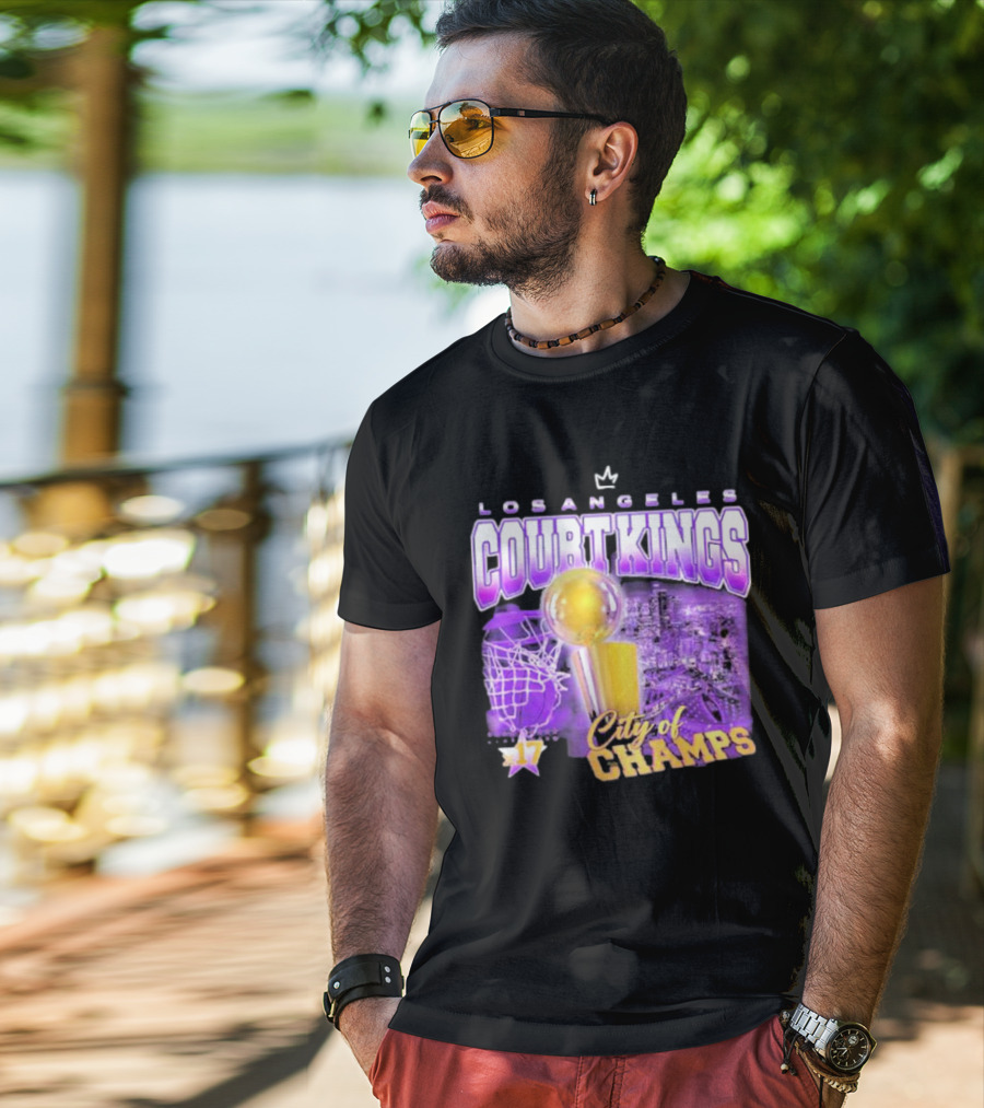 Los Angeles Court Kings City Of Champs 17 Golden Trophy T-Shirt