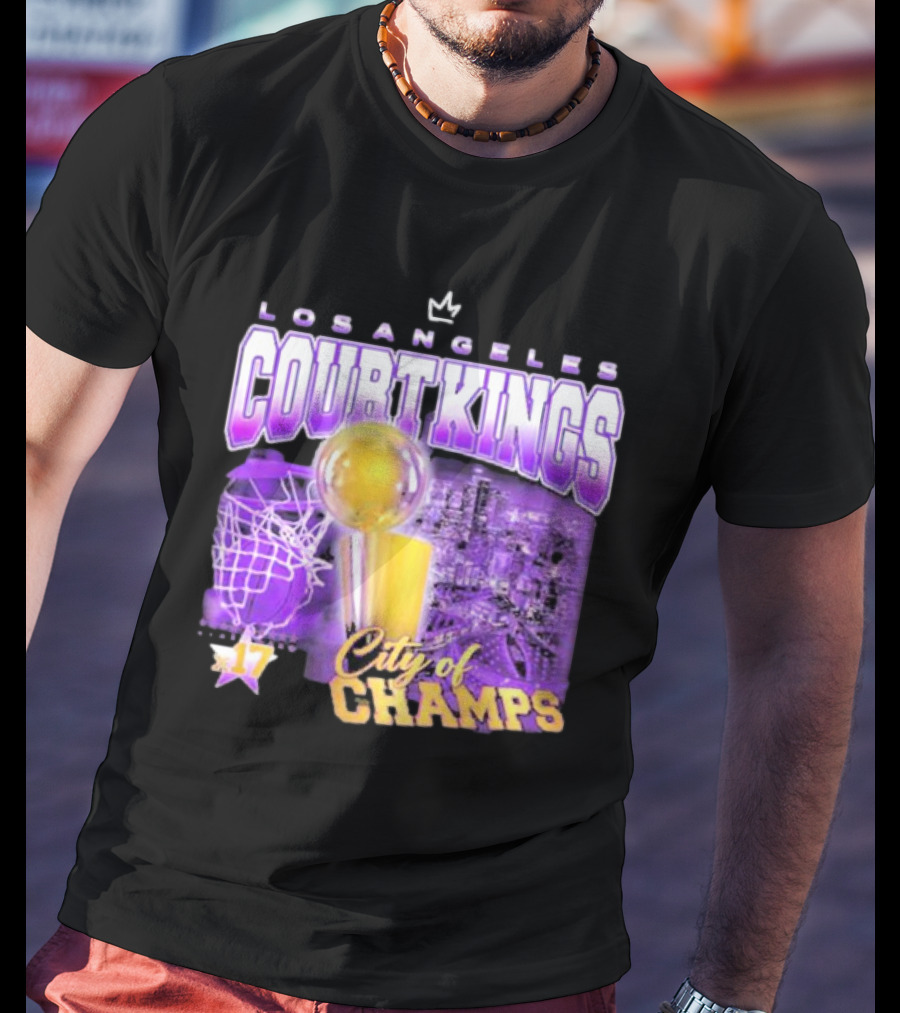 Los Angeles Court Kings City Of Champs 17 Golden Trophy T-Shirt