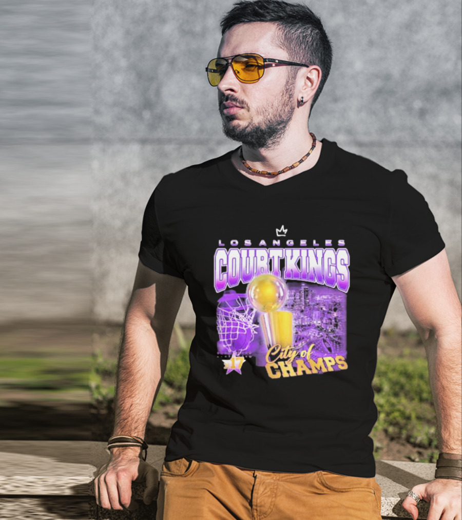 Los Angeles Court Kings City Of Champs 17 Golden Trophy T-Shirt
