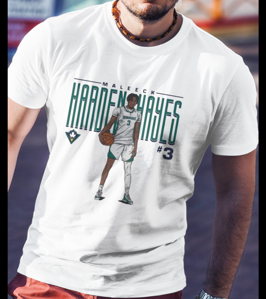 Maleeck Harden Hayes Seahawks #3 Basketball Player T-Shirt
