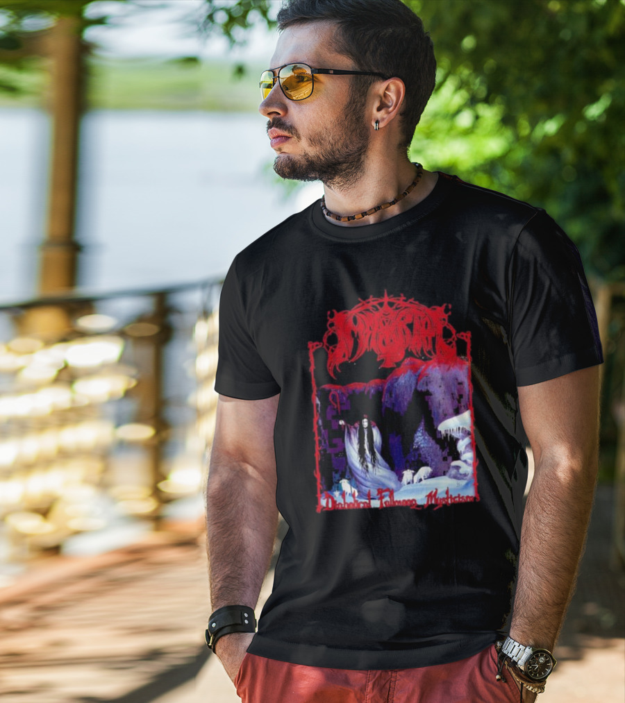 Immortal Diabolical Fullmoon Mysticism Red Logo Snowy Landscape Wraith And Wolves T-Shirt
