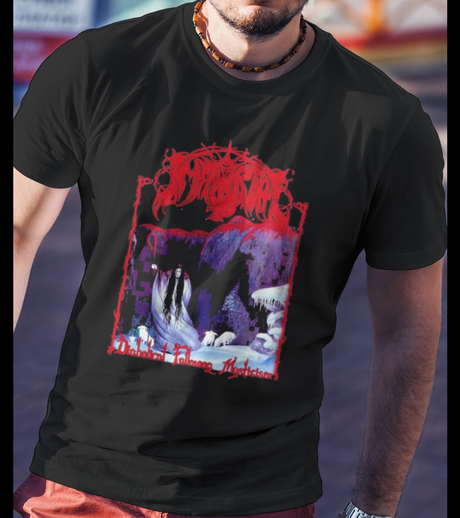 Immortal Diabolical Fullmoon Mysticism Red Logo Snowy Landscape Wraith And Wolves T-Shirt