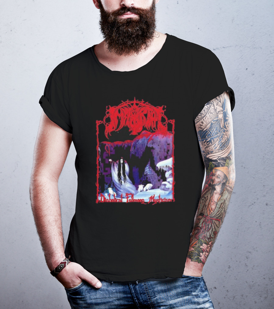 Immortal Diabolical Fullmoon Mysticism Red Logo Snowy Landscape Wraith And Wolves T-Shirt
