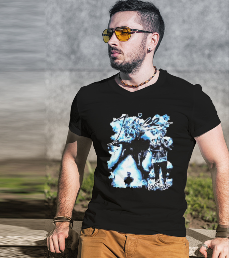 Juice Wrld Blue Collage With Signature Style Elements T-Shirt