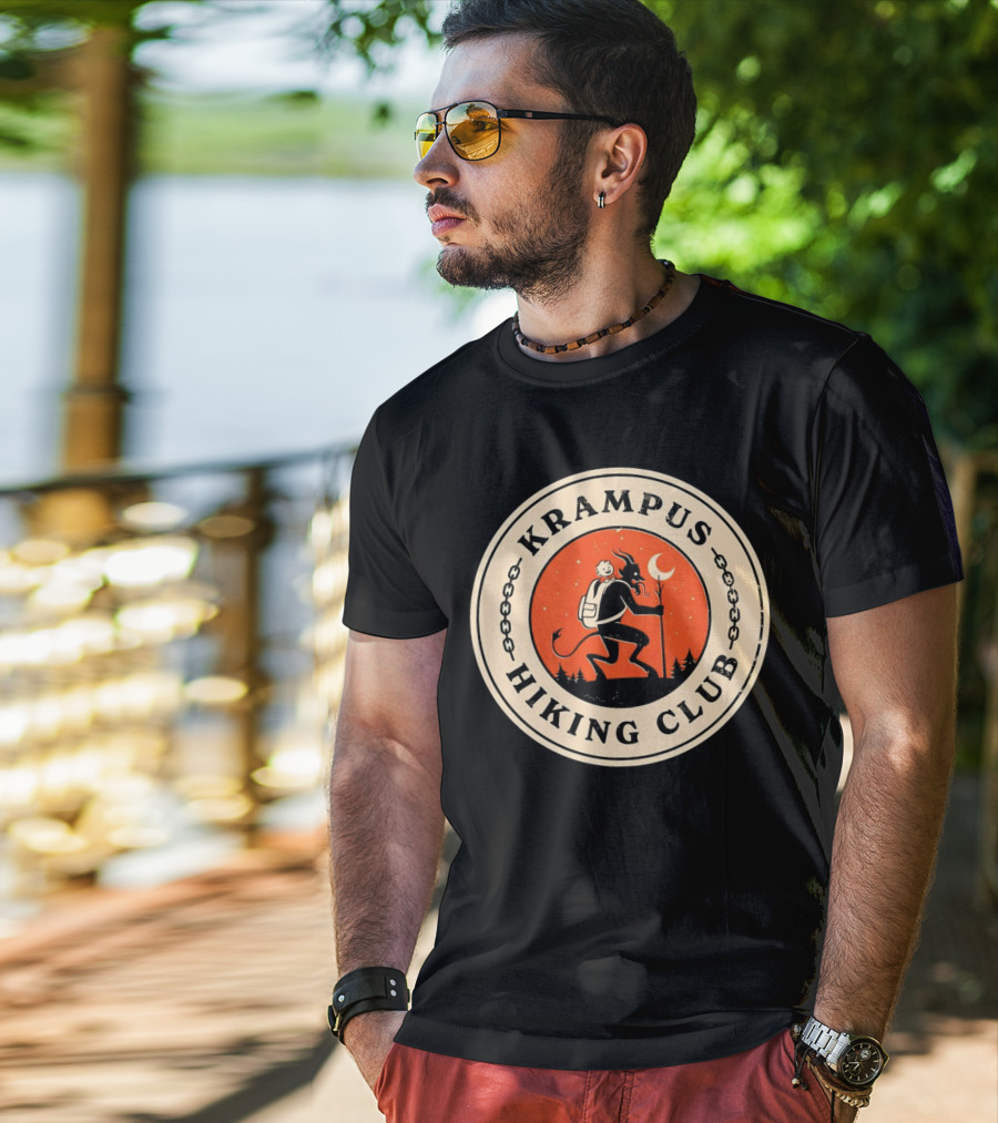 Krampus Hiking Club Moonlit Forest Adventure T-Shirt