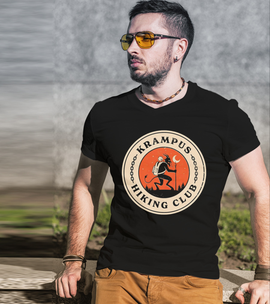 Krampus Hiking Club Moonlit Forest Adventure T-Shirt